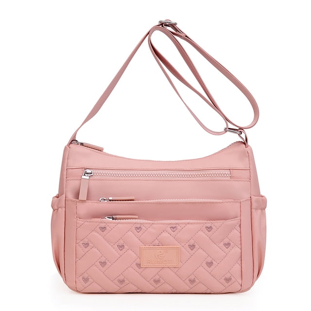 Bandolera de nylon de gran capacidad para mujer rosa