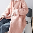 thumbnail image 6 of Usmixi 2025 Trench Coat for Women Plush Coat for Women Open Button up Fluffy Fleece Overcoat Pocket Long Sleeve Lapel Casual Solid Fuzzy Furry Long Outerwear Winter Trench Coat, 6 of 7