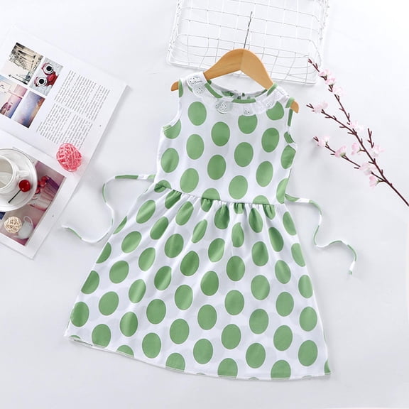 Piuwrlz Summer Dresses for Girls Casual Play Dresses Suspender Crew Neck Pleated Skirts Multicolor Size 4 Years