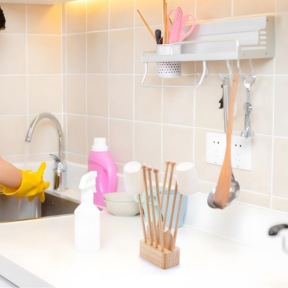 1 Set Plastic Bag Drying Rack Reusable Bag Cup Drainer Holder with 8 Sticks Pinewood Drying Rack for Drying Food Storage Bags Drinking Cups Bottles Dishcloths