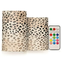 ALAZA Plain Cheetah Glitter Print 2 PCs LED Flickering Flameless Candles with Remote Timer Battery Operated Candle