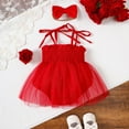 thumbnail image 4 of RUTAYY Toddler Girls Dresses Sleeveless Prints Romper Bodysuits Dress Headbands Set Simple Elegant Clothing, Red, 12-18 Months, 4 of 6