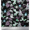 thumbnail image 2 of Soimoi Green Polyester Crepe Fabric Bird,Leaves & Orchids Flower Decor Fabric Printed BTY 52 Inch Wide, 2 of 3