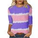 thumbnail image 1 of Camiseta estampada a la moda para mujer, blusa de manga 3/4 de longitud media, cuello redondo, camisetas informales Pompotops FGAJ2580, 1 of 5