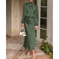 thumbnail image 4 of BTFBM Womens Mock Neck Satin Dress Spring Summer Long Sleeve Lightweight Formal Wedding Party Maxi Cocktail Dresses, 4 of 9