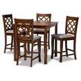 thumbnail image 2 of Baxton Studio Alora Modern and Contemporary Grey Fabric Upholstered Walnut Brown Finished 5-Piece Wood Pub Set, 2 of 8