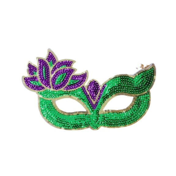 Women Mardi Gras Sequin Mask Costume Shining Fleur De Lis Lace-Up Mask Masquerade Venetian Carnival Mask for Party Decorations 1 PC Multicolor One Size