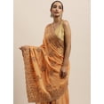 thumbnail image 4 of Yellow & Copper-Toned Floral Embroidered Art Silk Saree - 18477394, 4 of 6