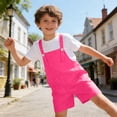 thumbnail image 6 of CPNG Girls Solid Color Short Overalls Sleeveless Suspender Romper Cute Short Jumpsuit with Adjustable Strap(Pink,3-4 Years), 6 of 7
