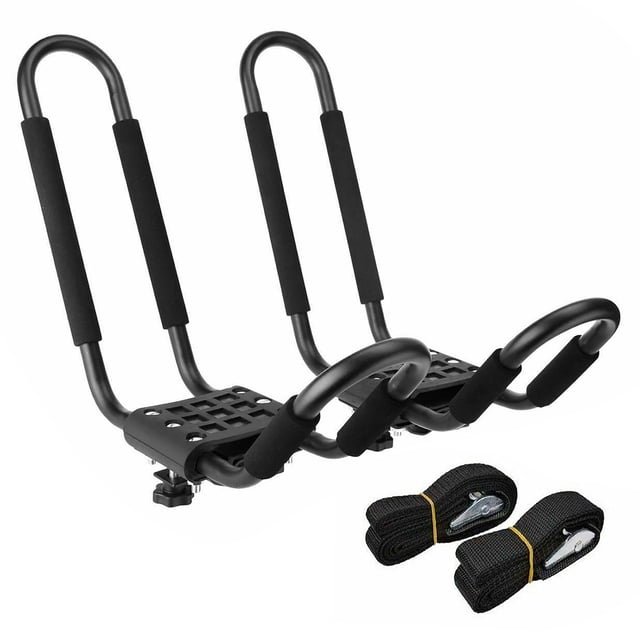 Tignapoo Universal Kayak Roof Rack System – Durable Steel Construction with Foam Padding, Includes Straps and Hardware for Secure Attachment, Supports Up to 165lbs (75kg), Easy Installation on Car