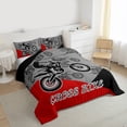 thumbnail image 4 of Feelyou Cross Bike Lover Bedding Comforter Set for Child, Motorcycle Speed Sport Twin Comforter Sets, Gray Red Cartoon Reversible Bedding Set, Breathable Home Decor, 2-Piece, 4 of 9