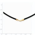 thumbnail image 2 of 14K Yellow Gold Cord & Leather Chain Necklace 2 mm with Clasp Black Rubber 18 inch, 2 of 3