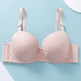 thumbnail image 4 of Gymayou Women Thin Floral Lace Underwire Bra Gentle Lift Push Up Shaping Adjustable Smooth Straps Breathable Comfort Lingeries Beige 100, 4 of 4