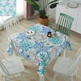 thumbnail image 2 of Round/Square Tablecloth 52x 52 Inch Winter Christmas Snowflake Waterproof Table Cloth, Polyester Washable Table Covers for Dining Table, Parties, Camping Blue Teal Grey, 2 of 6