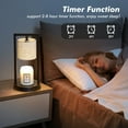 thumbnail image 6 of Candle Warmer Lamp with Timer, Black Candle Lamps Linen Fabric Shade, 3-Level Dimmable Candle Light Wax Melt Warmer for Scented Wax, 35W Electric Warmer Lamp for Women Home Decor (2 Bulbs Included), 6 of 8