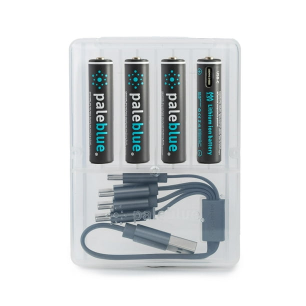 Pilas AAA recargables por USB, color azul pálido, iones de litio, 1,5 V, 600 mAh