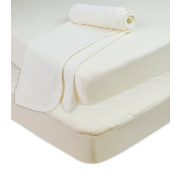 TL Care Mini PortaCrib Organic Cotton Bundle Mattress Pad, Fitted