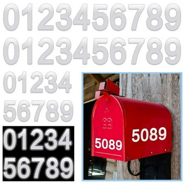 5 Sets Reflective Mailbox Numbers for Outside, 4 inch 5 Sets 0-9 Self Adhesive Waterproof Number for Mailbox Address, Houses, Door, Cars, Trucks