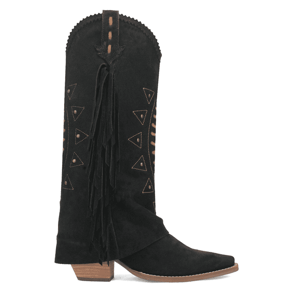 Dingo Womens Spirit Trail Studded Embroidered Fringe Snip Toe Pull On Cowbo