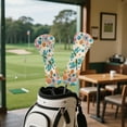 thumbnail image 4 of Yuyamidu Dragonfly Golf Club Head Cover Colorful Flowers Golf Head Covers PU Leather Driver Headcover Fairway Wood Head Cover Hybrid Headcover, 4 of 8