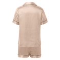 thumbnail image 5 of XIYON Pajama Set For Women Fashion Solid Color Lapel Short Sleeve Shorts Casual And Comfortable Home Wear Set Loungewear Sleepwear, 5 of 5