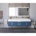thumbnail image 5 of Nile 72" Blue Wood Floating Vanity with White Top and Brushed Nickel Trim, 5 of 9