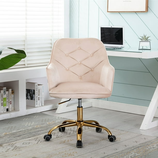 Velvet Desk Chair Modern Upholstered Arm With Silver Base Comfy Vanity Dining Wheels Height Adjustable Swivel For Living Room Beige Com Velvet Desk Chair Modern Upholstered, Home Goods Chairs On Wheels