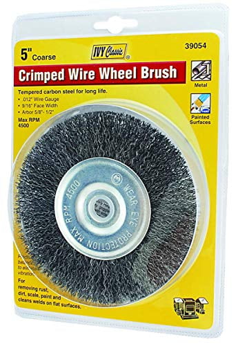 0.012-Inch Coarse IVY Classic 39054 5-Inch x 5/8-1/2-Inch Arbor Carbon Steel Crimped Bench Wire Wheel 1/Card Ivy Classic Industries 0.012-Inch Coarse IVY Classic 39054 5-Inch x 5/8-1/2-Inch Arbor Carbon Steel Crimped Bench Wire Wheel 1/Card Ivy Classic Industries