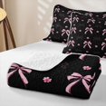 thumbnail image 4 of Erosebridal Princess Bow-tie Twin Quilt Set for Girls, Black Pink Blossoms Flower Twin Coverlet Set, 2-Piece, 4 of 7