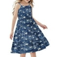 thumbnail image 2 of Odeerbi Niñas Día de La Independencia A-Línea Deslizamiento Vestido Verano Patriótico Estrella Raya Vestido de Correa Casual, 2 of 7
