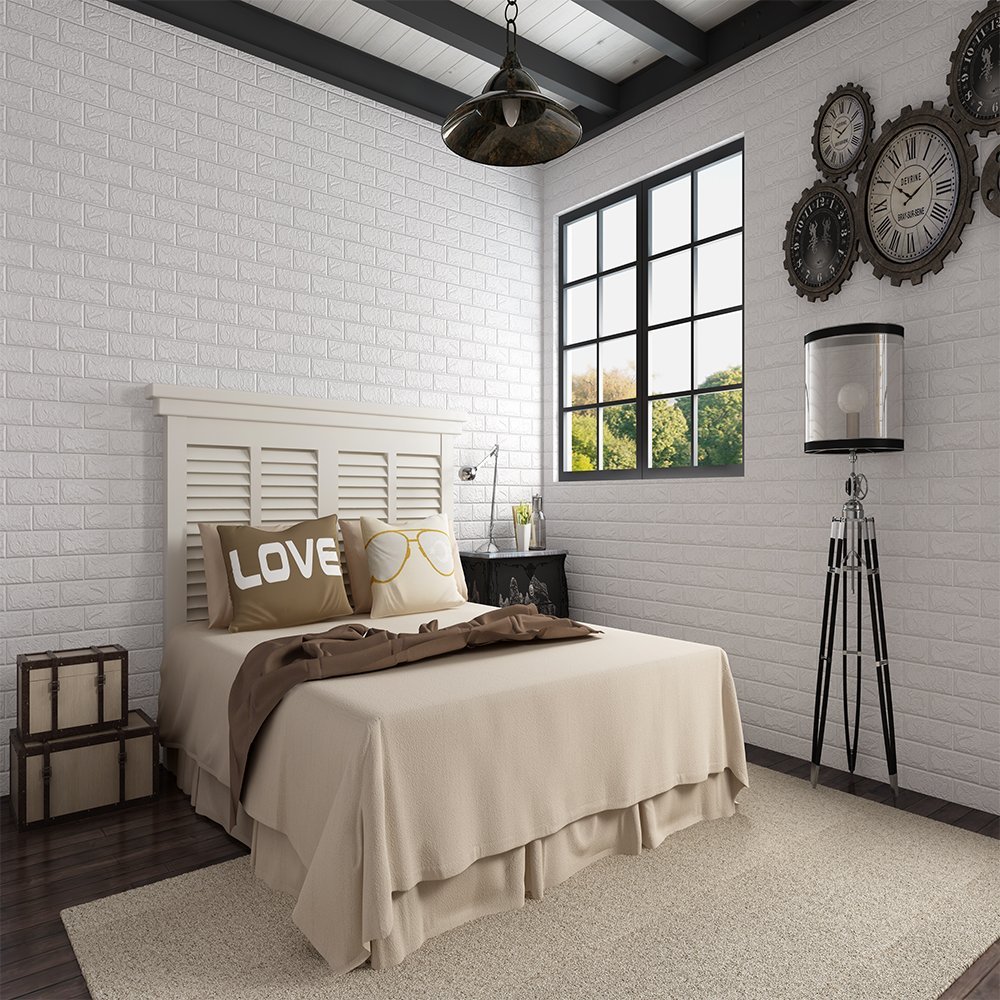 Fordawn 3d Brick Wallpaper Peel and Stick Panels, White Brick Textured