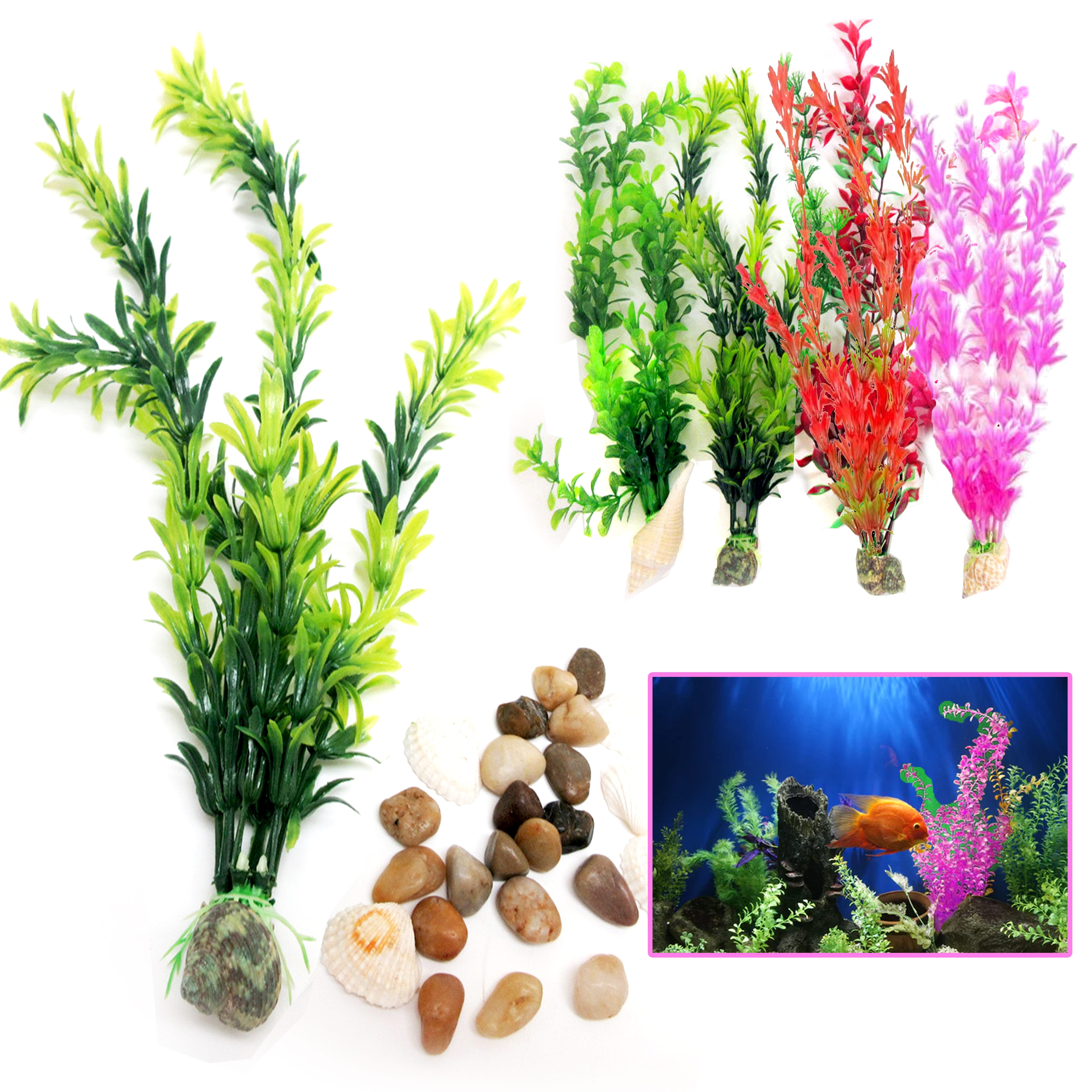 MINERLELE 15.7 inch Tall Artificial Aquarium Plants Plastic for Fish Tank Large 