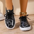 thumbnail image 2 of Rokment Women's Leopard Low Top Fashion Sneakers 2026 Spring Fall Trendy Casual Leather Lace up Platform Walking Flat Canvas Tennis Shoes Dark Blue Size 7.5, 2 of 8