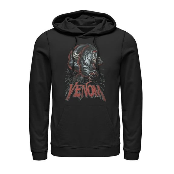 Men's Marvel Venom Scratch  Pull Over Hoodie Black Medium