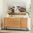 thumbnail image 3 of DecMode 59" x 31" Light Brown Wooden 2 Door and 3 Drawer Sideboard with Black Tapered Legs, 1-Piece, 3 of 13