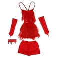 thumbnail image 4 of Phenovo Gilrs Tassels Latin Performance Dance Halter Vestido brillante decoración de de imitación Soledad Latin Dance vestido Conjunto, 4 of 10
