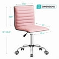 thumbnail image 3 of Furmax Leather Swivel Office Chair - Mid Back Vanity Chair for Makeup Desk, Armless Ribbed Task Chair with Ergonomic Support (Pink), 3 of 7