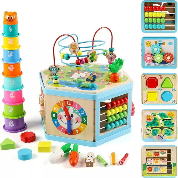 TOWO Labyrinthe De Perles Cube D'Activité En Bois 5 En 1 - Jouet Éducatif Montessori Bébé Dès 1 An Jouet Bois 5 En 1 TOWO Labyrinthe De Perles Cube D'Activité En Bois 5 En 1 - Jouet Éducatif Montessori Bébé Dès 1 An Jouet Bois 5 En 1