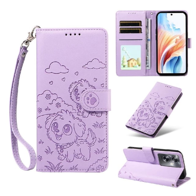 Funda Cartera GANGXUN con Diseño de Perrito en Relieve para OPPO A79 5G , Protección 360° con Ranuras y Correa Desmontable