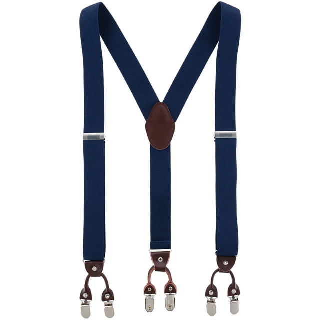 CTM® 1.375 Inch Wide Solid Color Y-Back Double Clip-End Suspenders (Men's)