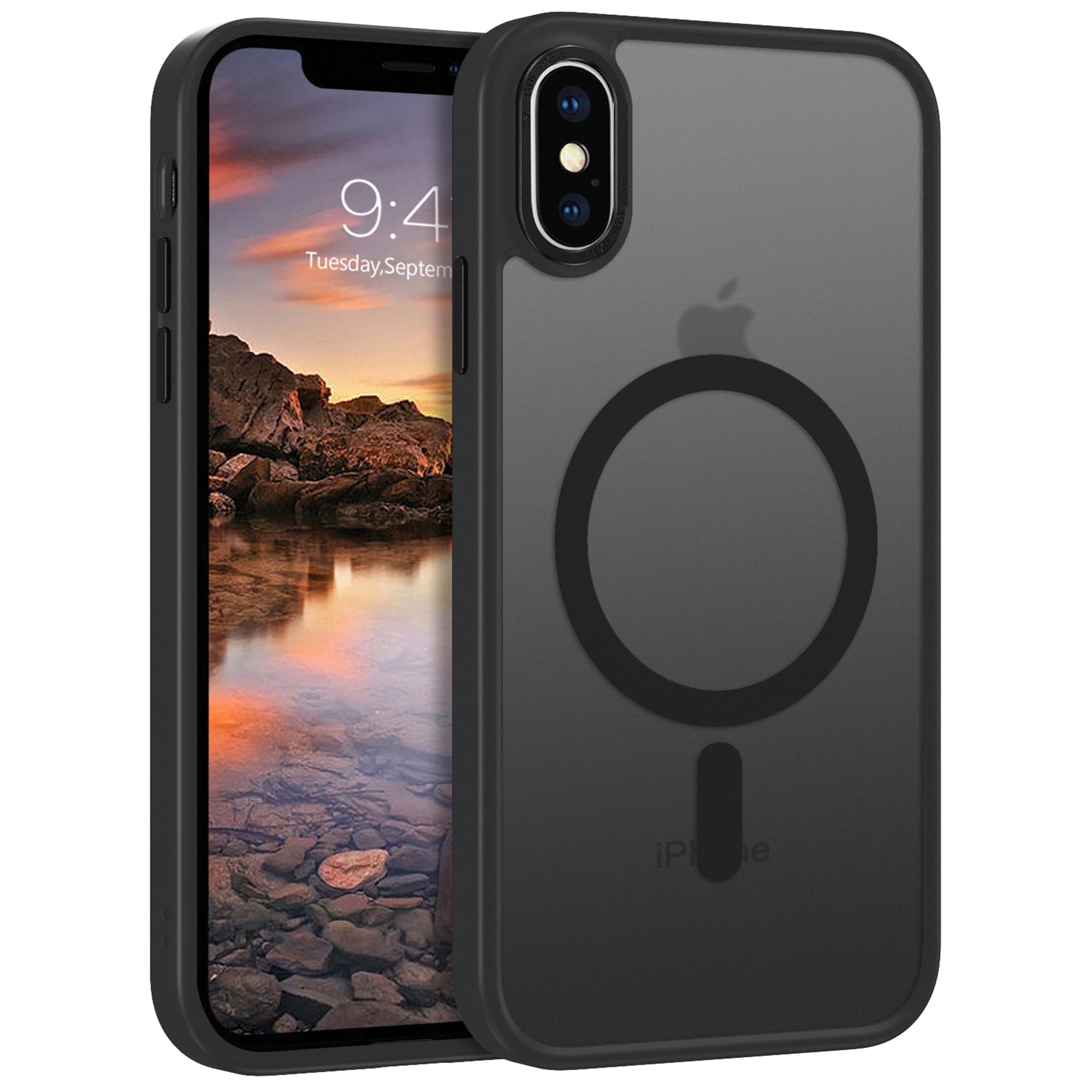 BENTOBEN iPhone X/ XS Case Compatible with Mag-safe 5.8" Wireless Charging Tpu Matte Full Body Shockproof Anti-Scratch Anti-Yellow Protective Cover for iPhone X / XS, Black