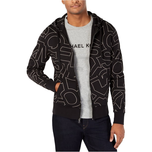 Michael Kors - Sudadera con capucha y cremallera completa para hombre, con logotipo grande, color negro, pequeño Michael Kors Sudadera