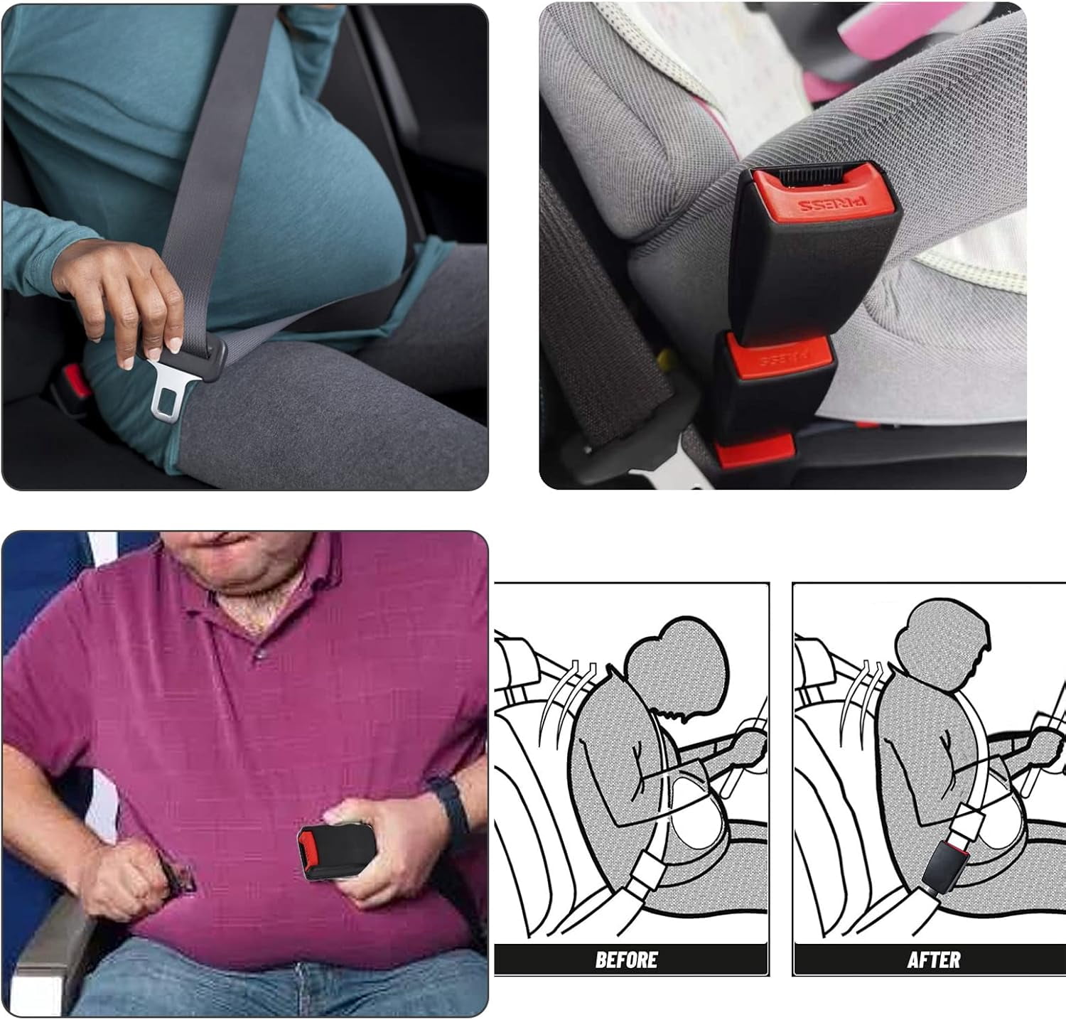 Seat Belt Extender, 2 Pack Upgraded Seatbelt Extender (Compatibility Better) Car Seat Belt Buckle By PULMCheerger