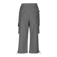 thumbnail image 5 of QATAINLAV Cargo Capris for Women Drawstring High Waisted Quick Dry Hiking Cropped Trousers with Pockets Summer Travel Capri Pants Dark Gray L, 5 of 8