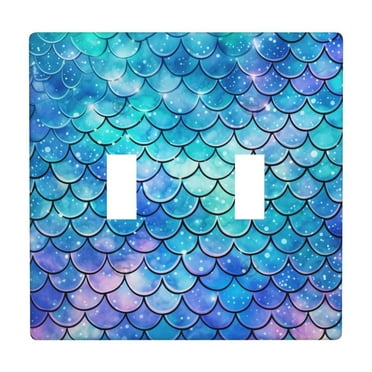 2 Gang Double Toggle Wall Plate Light Switch Cover Wallplate - Mermaid Scales Fish Scale blue