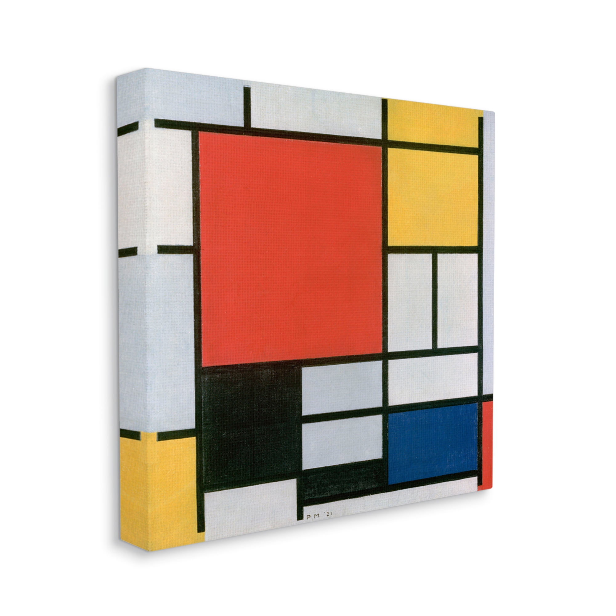Stupell Industries Composition in Red Yellow Blue Black Piet Mondrian Classic Abstract Painting Painting Gallery Wrapped Canvas Print Wall Art, Design by one1000paintings