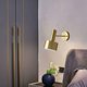 thumbnail image 3 of Aplique de pared interior dorado moderno E27 - Lámpara de pared creativa - Brazo oscilante ajustable con pantalla para dormitorio, pasillo, escalera - Estilo industrial simple, 3 of 5