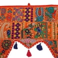 thumbnail image 4 of Stylo Culture Ethnic Cotton Swag Curtain Large Door Valances For Living Room Orange Vintage Embroidered Patchwork Floral Scarf Curtain Topper Bedroom Window Hanging Toran Gate | 45 x 41 Inches, 4 of 4