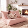 thumbnail image 4 of Furmax 66.5" Oversized Floor Sofa Couch, 2-Seater Leather Lazy Sofa Chair with Cup Holders for Gaming, Movie Nights, Living Room & Dorm, No Assembly Required, Pink, 4 of 7