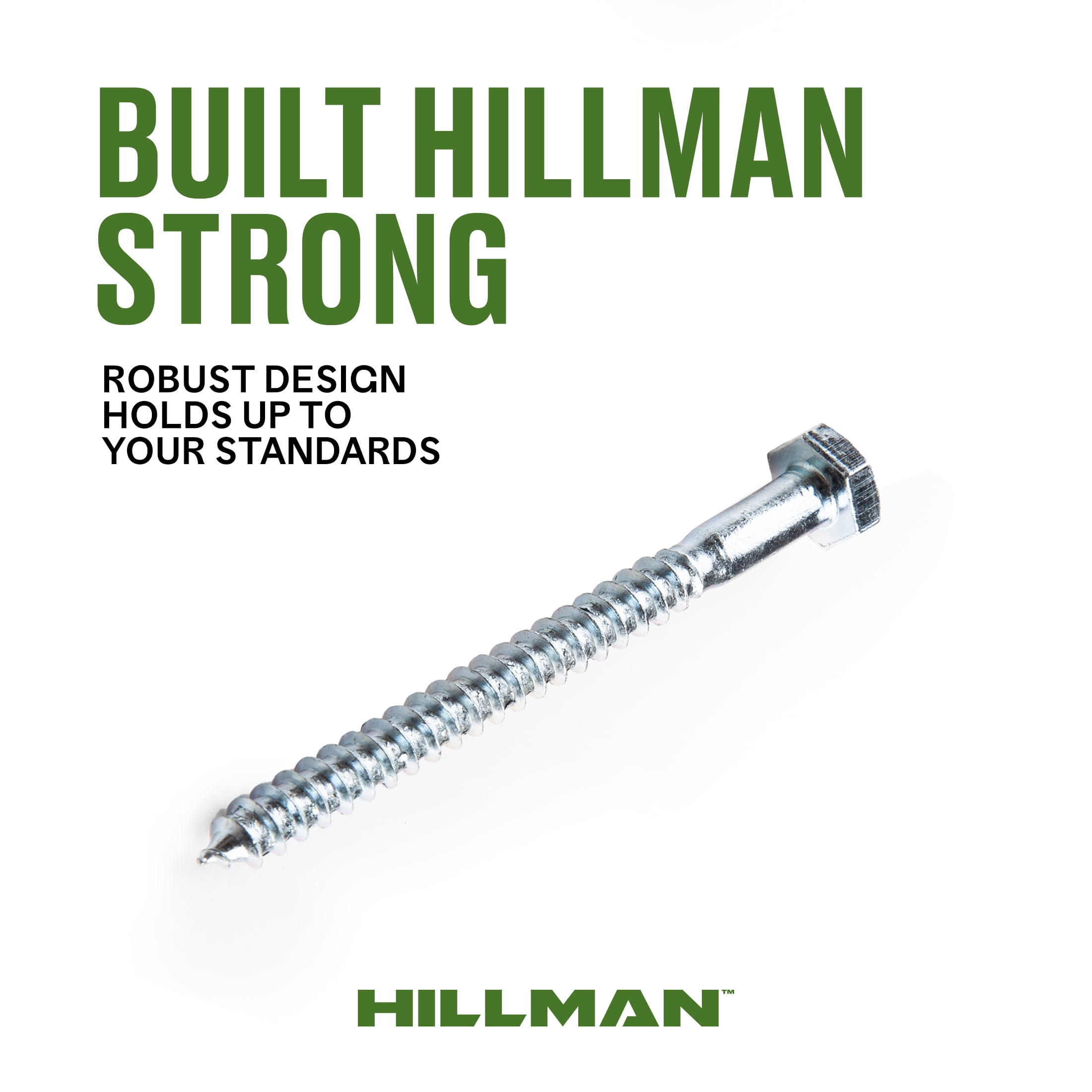 (6 pack) Hillman Lag Screws, 1/4" x 2", Steel, Zinc, Interior Screws, Hex Drive, Silver, 3 pack